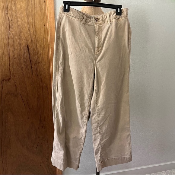 GAP sz 8 Khaki High Rise Crop Wide Leg Cotton - Picture 1 of 7